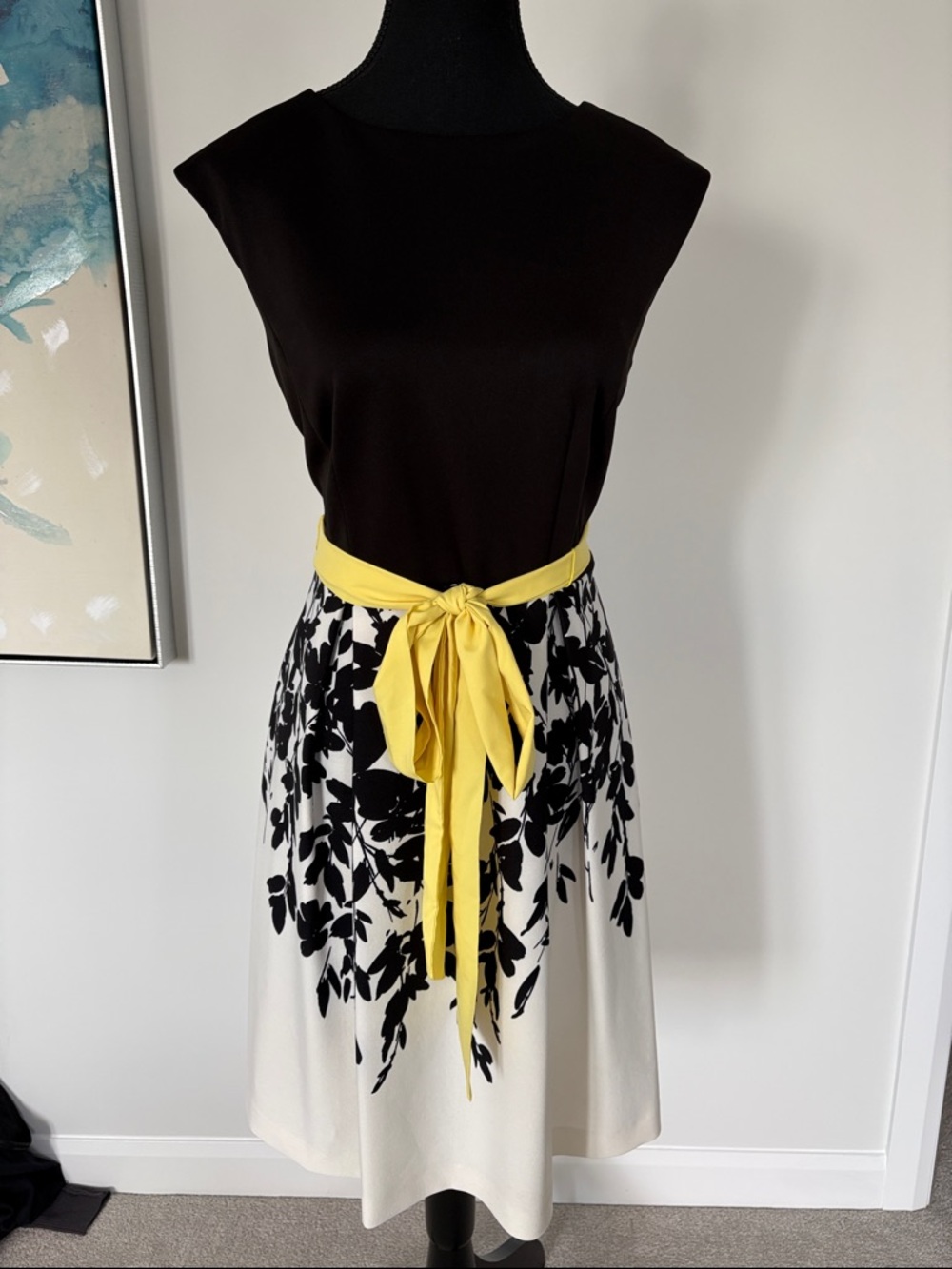 Black & White Floral Fit-and-Flare Dress